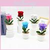 Multi Colored Plush Twisted Rod Rose Potted Desktop Decoration Ornament For Office Decor