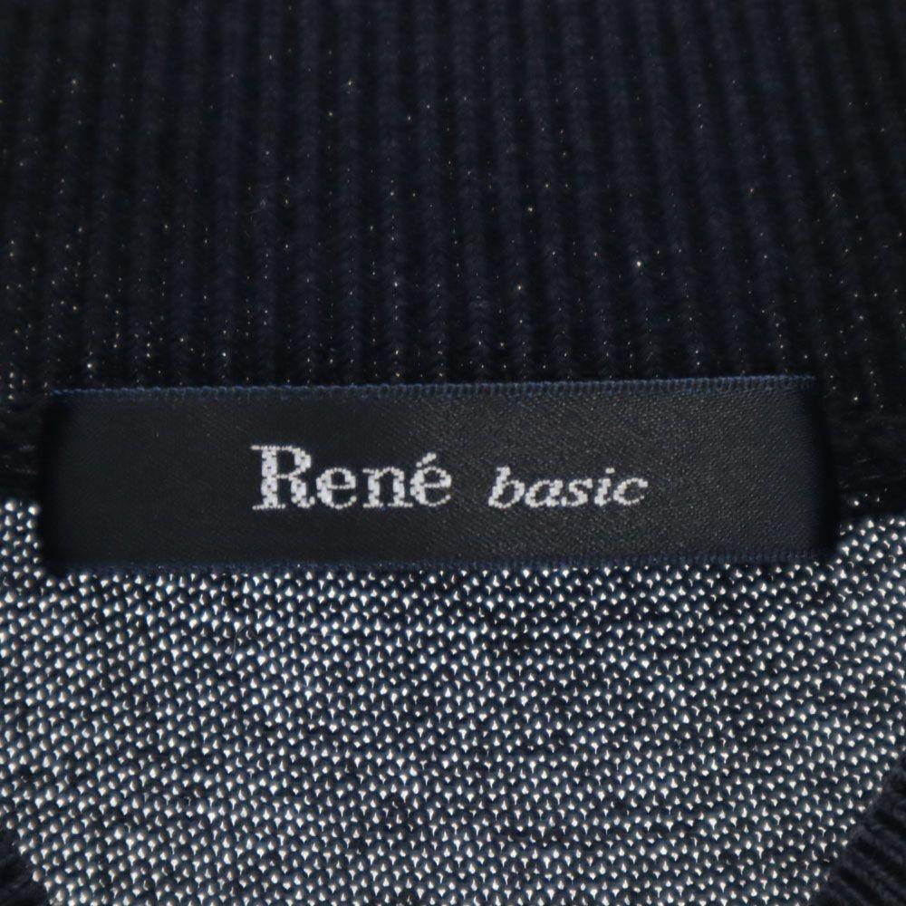 Rene Basic Made In Japan Short Sleeve Sweater 36 Navy Knit Women Used