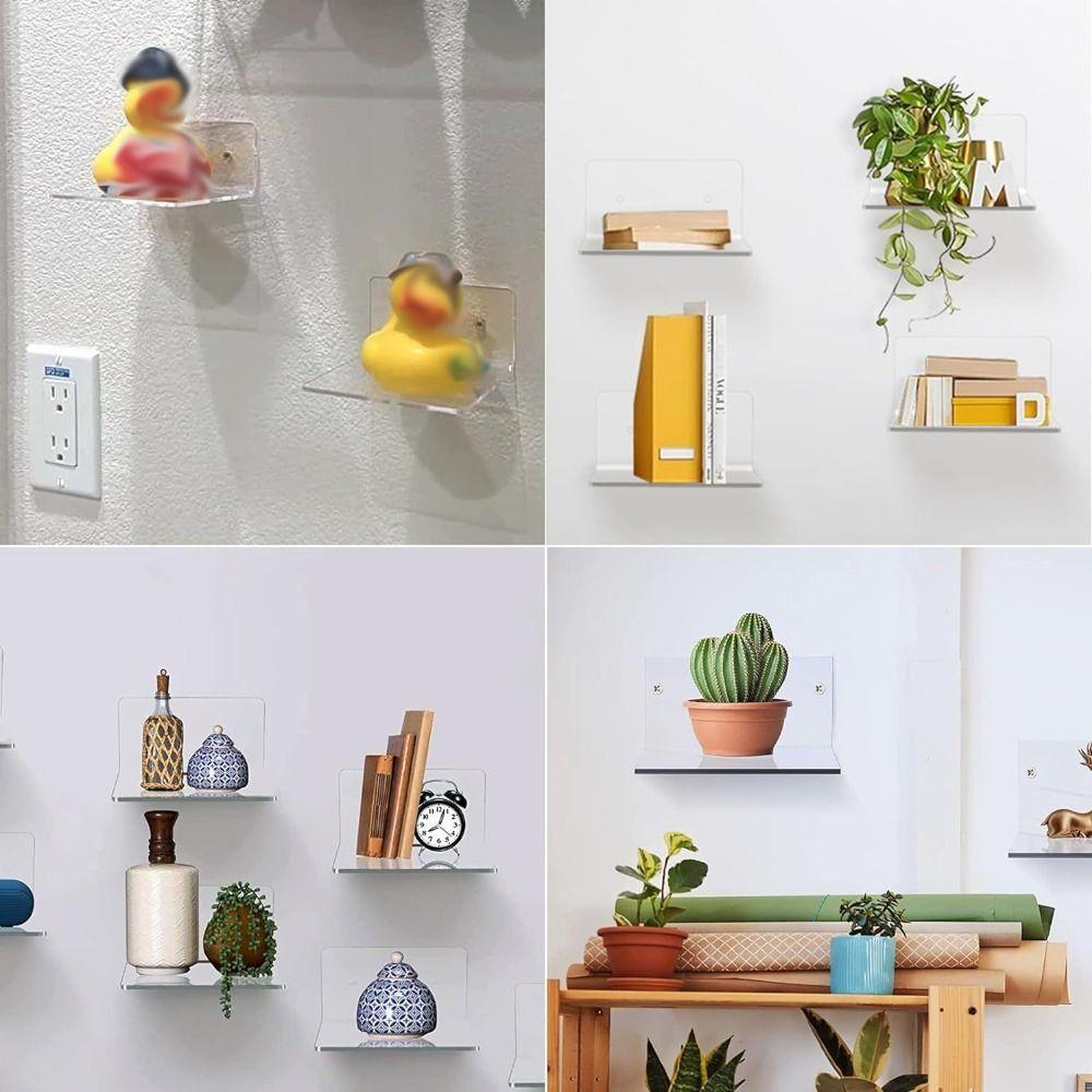 Minimalist Wall Hanging Shelves Transparent Design Floating Shelves Acrylic Shelves Bedroom Use