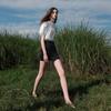 Sancai High-Waist A-Line Short Skirt