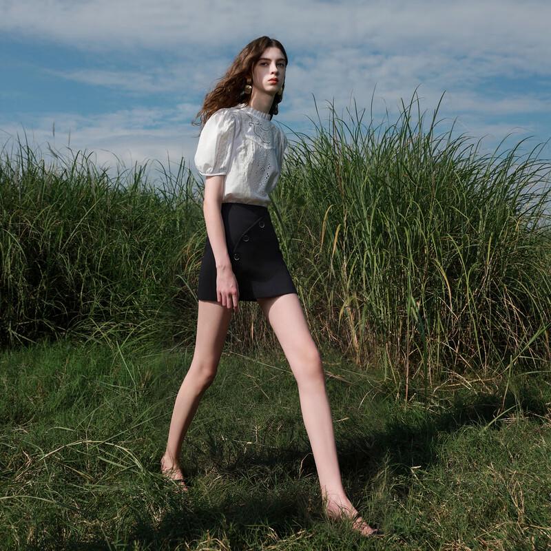 Sancai High-Waist A-Line Short Skirt