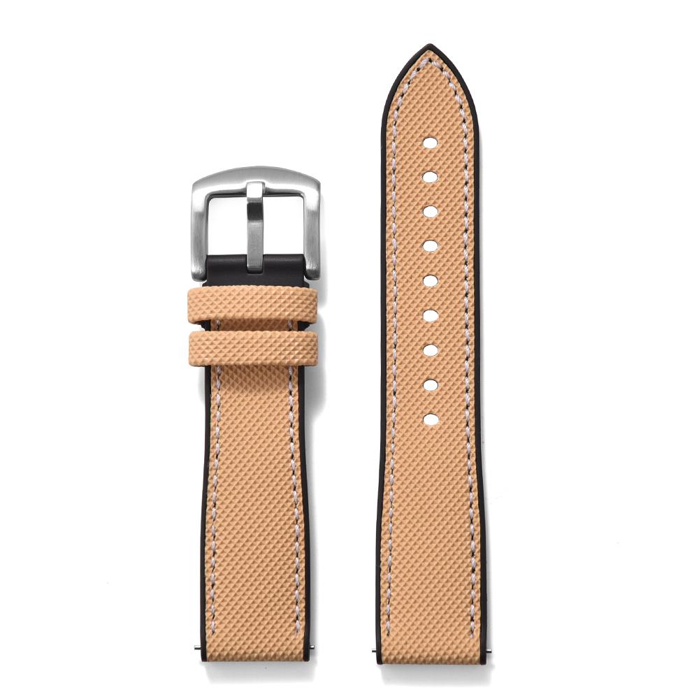 Premium Hybrid Leather FKM Sailcloth Watch Strap 18mm 20mm 22mm 24mm Fluoro Rubber Leather Watchband For Each Brand Diving Watch