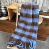 Luochi Black & White Plaid Scarf: Warm, Thick, Korean Style, Fashionable, Versatile Tassel Scarf for Women, Autumn/Winter