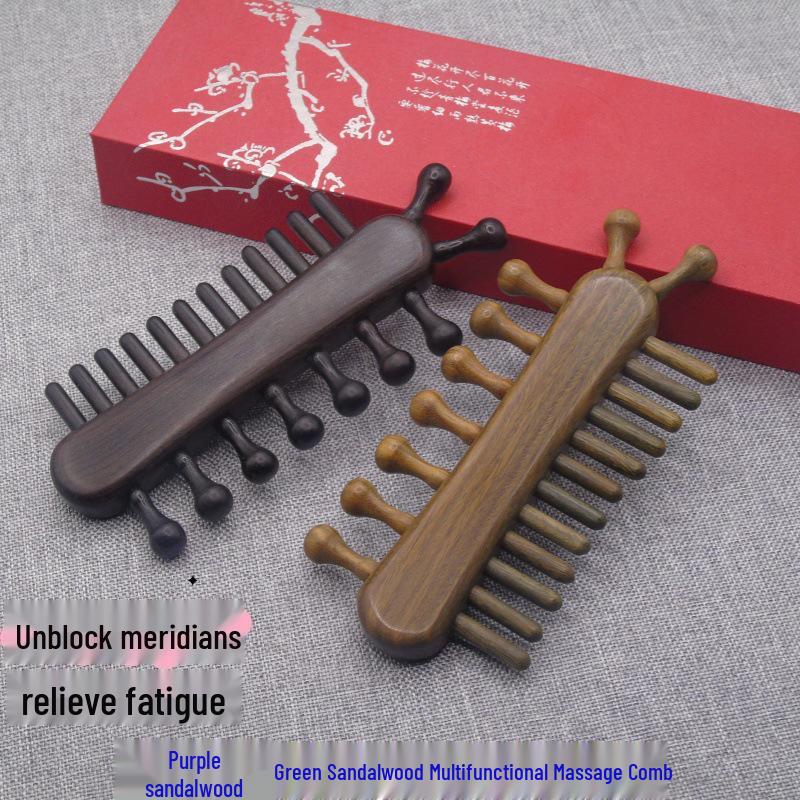 Purple & Green Sandalwood Multifunctional Scalp Massage Comb