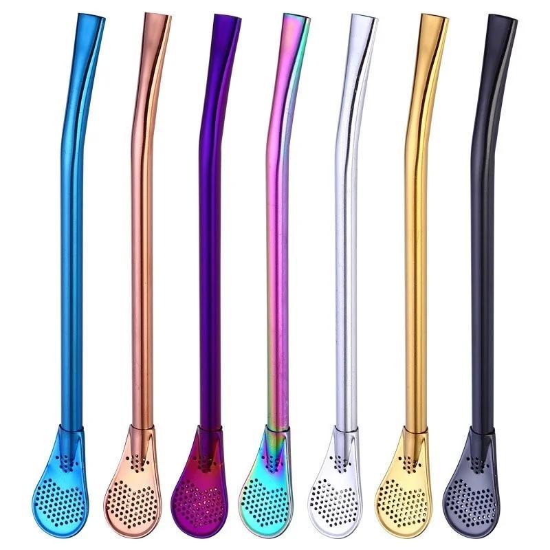 1 Pcs Multi-functional Fashion New Style High-grade Drinking Straws, Healthy Stainless Steel Straws & Stir Bar & Spoons