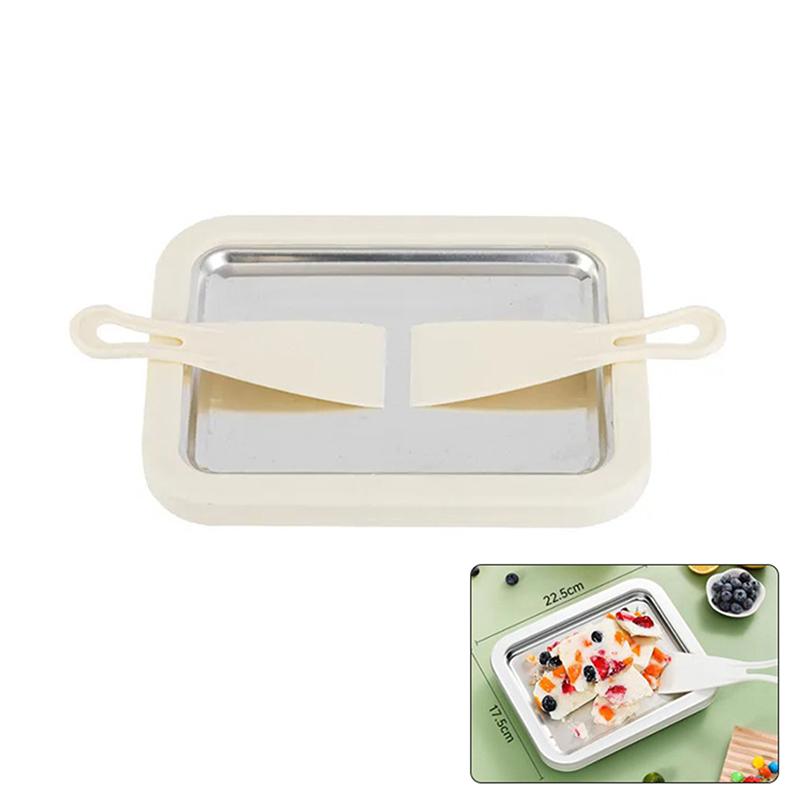Haushalts-Eiscreme-Pfanne aus Edelstahl, Frittierte Joghurtmaschine, Flachboden-Pfanne, Frittierter Joghurt, DIY-Eiscreme, Mini-Version
