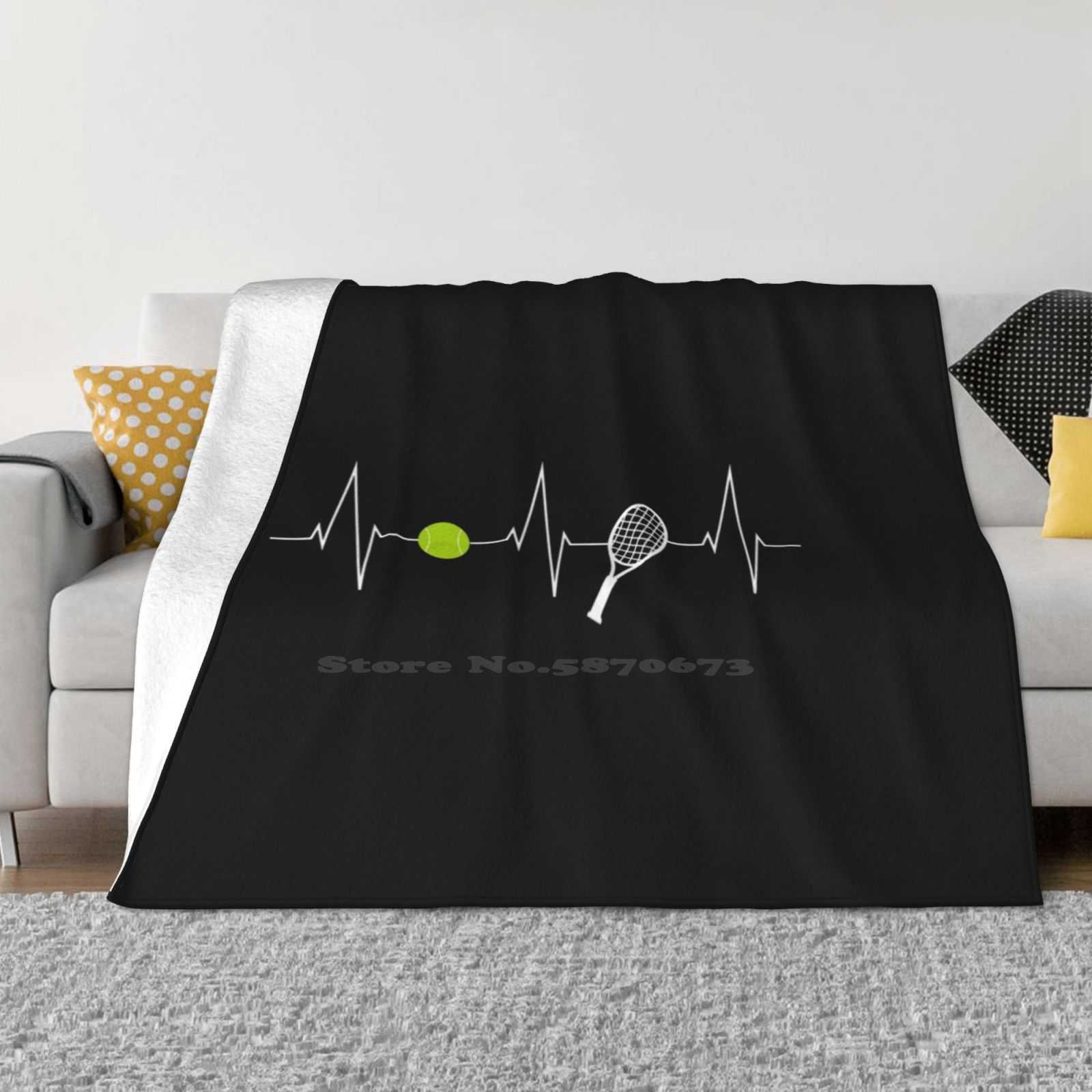 Tennis-Tennis Racket-Tennis Ball Heartbeat Heart Rate-I Love Tennis Soft Warm Blanket Sofa/Bed/Travel Love Gifts Tennis Player 30x40in