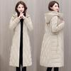 Cappotto invernale da donna con cappuccio in colore a contrasto, tasca grande, lucido, antivento, caldo, piumino, piumino imbottito in cotone, Parka
