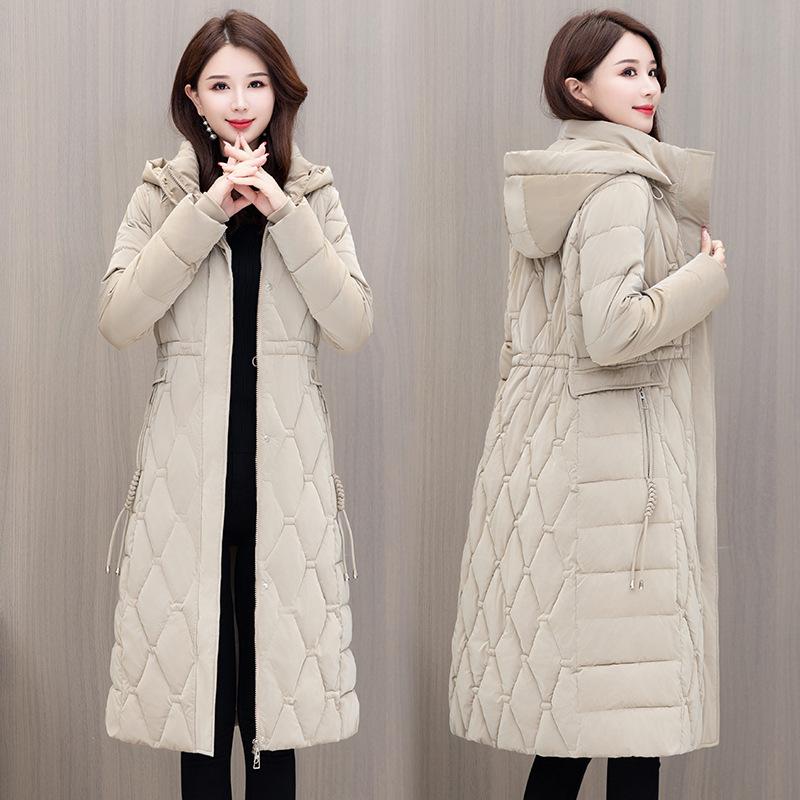 Cappotto invernale da donna con cappuccio in colore a contrasto, tasca grande, lucido, antivento, caldo, piumino, piumino imbottito in cotone, Parka