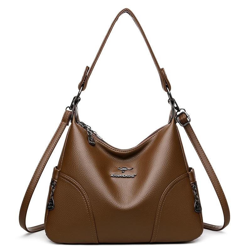 

New large-capacity messenger bag fashionable women s mother bag simple atmosphere retro shoulder tote bag коричневый