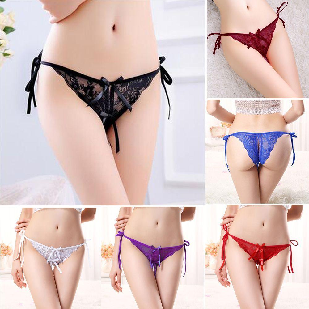 Low Waist Open Crotch Underwear Underpants T-Back Sexy Women Exotic Panties Thongs Briefs G-string