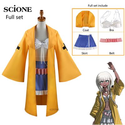 Anime Danganronpa V3 Angie Yonaga Cosplay Costume Long Wig Top Skirt Trench Halloween Christmas Party Suit Sexy Girl Women
