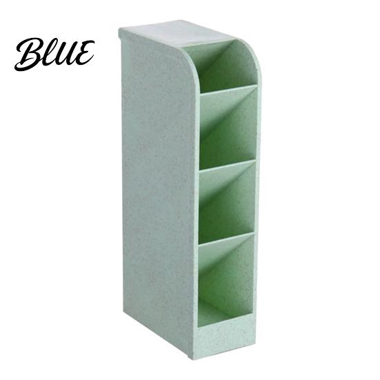 Plastic Pencil Cup Storage Organizer Holder 5 with Slanted Pen Compartments Stationery Art Tool Macaron Colors Space Saving for