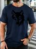 Unisex Tribal Wolf Head Art Graphic Cotton Short Sleeve Tee Crew Neck Soft Male Summer Casual Breathable Daily Street Wear Top