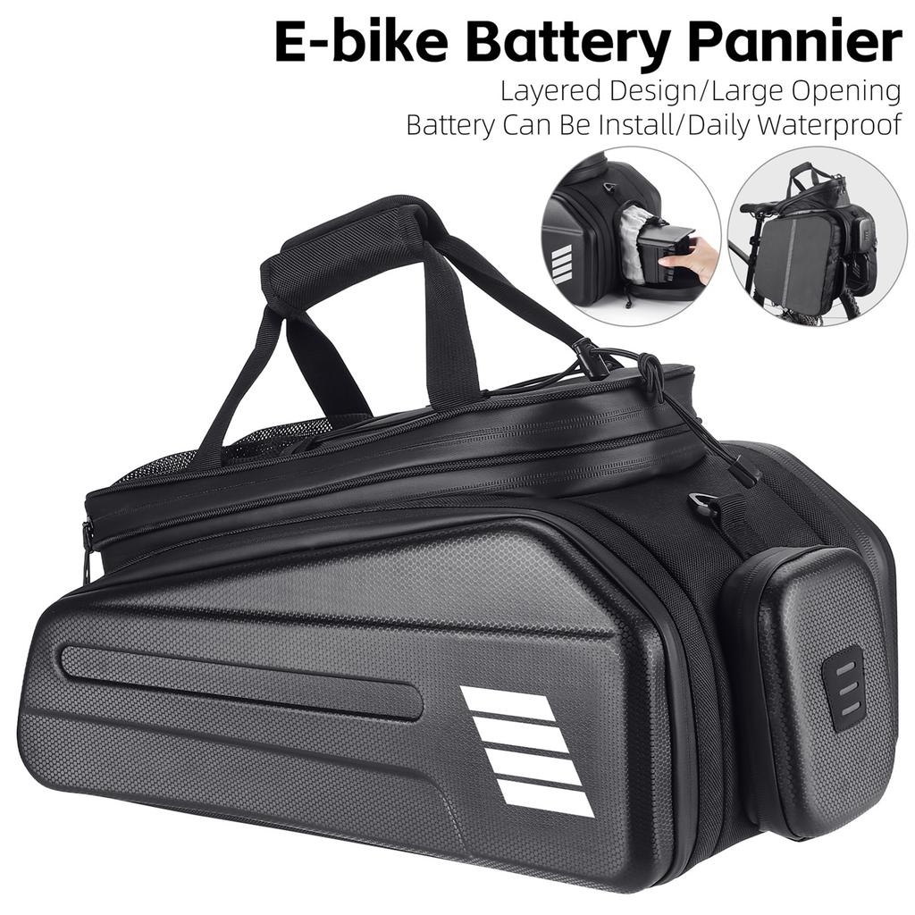 E-Bike RearSeat Bag Electric   Battery Bag Expandable Large Capacity   Rack Seats Bag Waterproof Cycle Bag