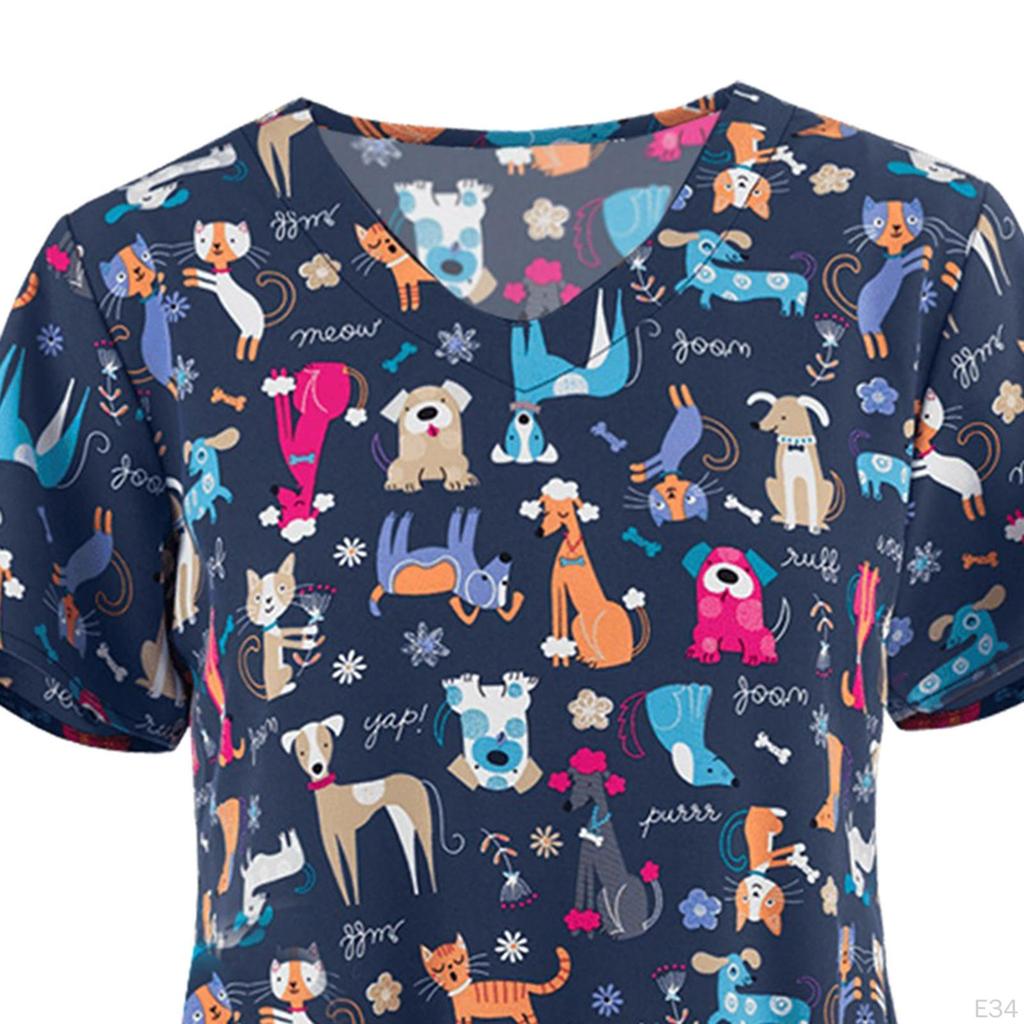 Surgical Shirt for Pet Groomers, Easy to Clean, Elegant, Professional, Short Sleeve, Nurse Work