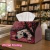 1pc, 2D Flat Printing, Tissue Box Peaceful Dalmatian Dog Pattern Under Cherry Blossoms Printed Tissue Box, Suitable for Bathrooms, Living Rooms, Bedro