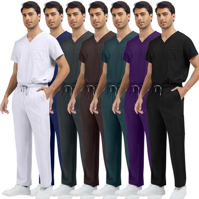 Unisex Quick-Dry Short-Sleeve Scrub Suit: Medical Two-Piece Set for Nurses and Hospital Staff