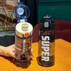 Water Bottle Summer Sports Portable Large Capacity Straw Water Cup Male and Female Students High Value Leak-proof Plastic Cup with Scale