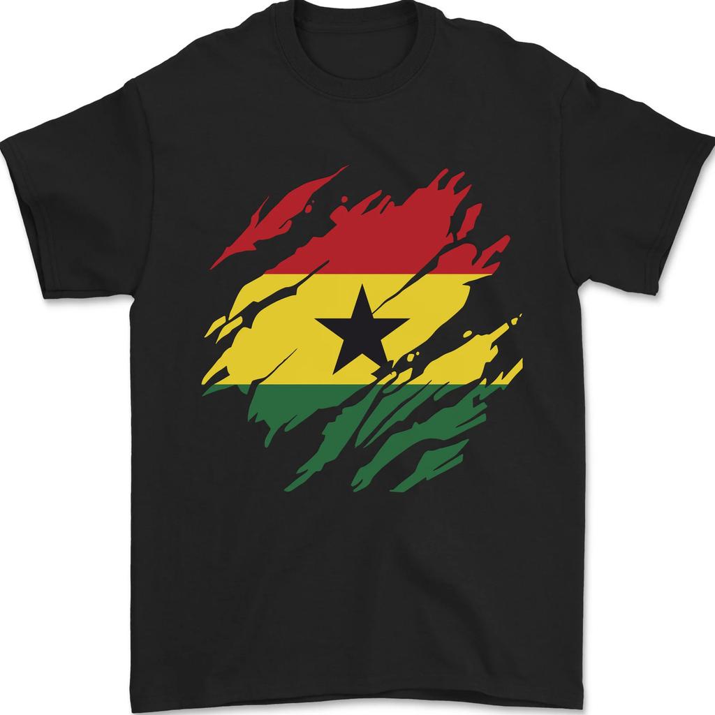 Torn Ghana Flag Ghanaian Day Football Mens T-Shirt 100% Cotton