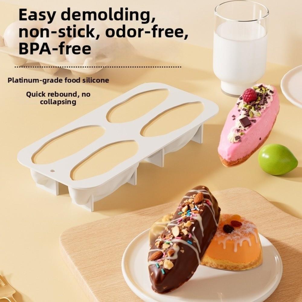 4-Cell Design Pistachios Chocolate Mold Coffee Bean-shaped Food Grade Silicone French Pastry Mold Reusable Flexible Baking Tools