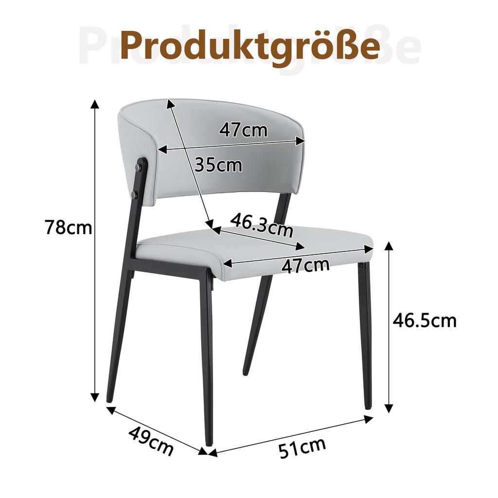 Set of 2 Modern Dining Chairs with Metal Frame, Upholstered Seat and Backrest – Sturdy