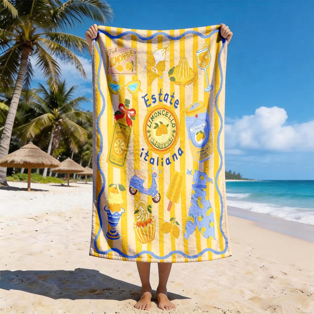 1pc Summer Vibes Beach Towel Collection: Cute & Stylish Printed Quick Dry Beach Blankets 35x75cm