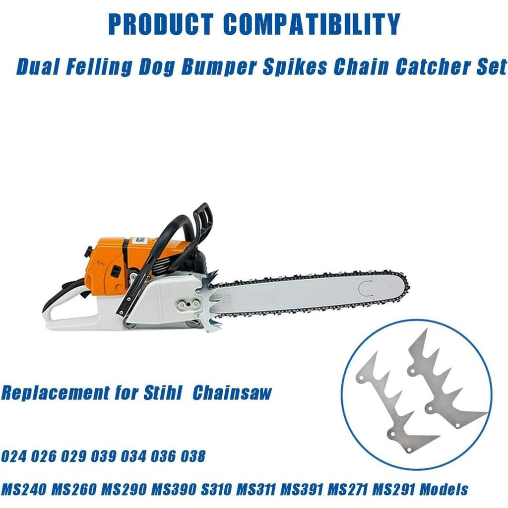 Dual Felling Dog Bumper Spikes Chain Catcher Set Replacement for Stihl 024 026 MS240 MS260 029 039 034 036 038 MS290 MS390 MS310 MS311 MS271 MS291