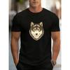 European Sizes Retro Hand-Painted Wolf Head Sketch Print | Easy and Fashionable Men'S Round-Neck T-Shirt