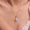 Women's Pearl Bow Pendant Necklace with Ice Cream Cone Charm