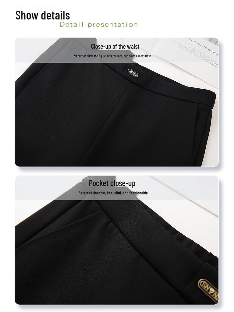 Women's Black Flared Pants - Spring 2025 High Waist Slimming Trousers