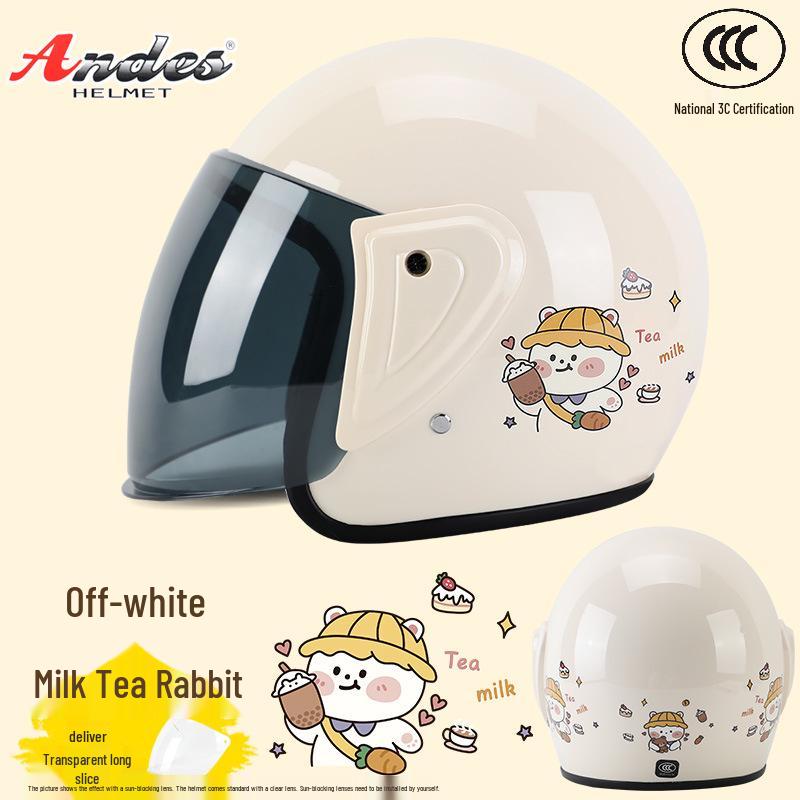 Universal 3C Certified Motorcycle Helmet for All Seasons - Cute, Safe, Sun-Protected, Unisex Half Helmet for Summer and Fall/Winter