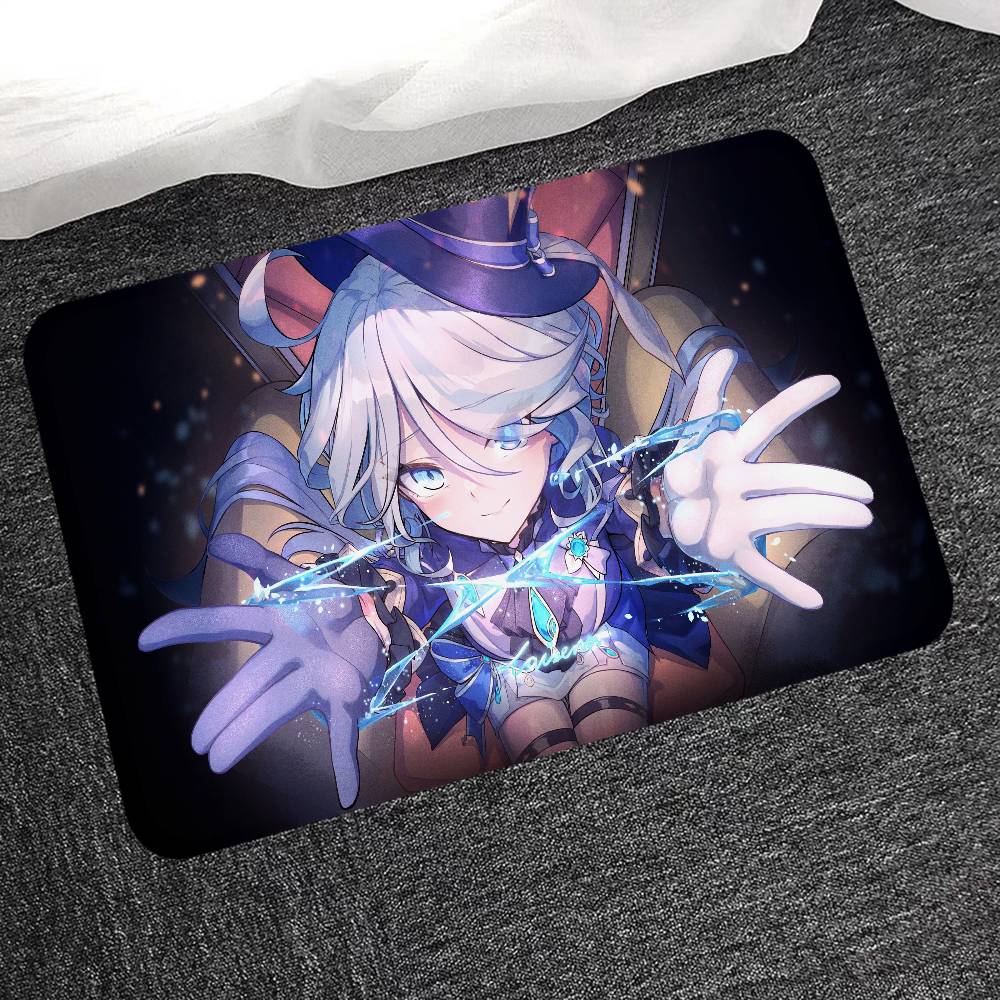 HD New Pretty Genshin Impact Furina Anime Entrance Door Mat Nordic Style Home Doormat Bathroom-Toilet Mats Bedroom Decor Mat