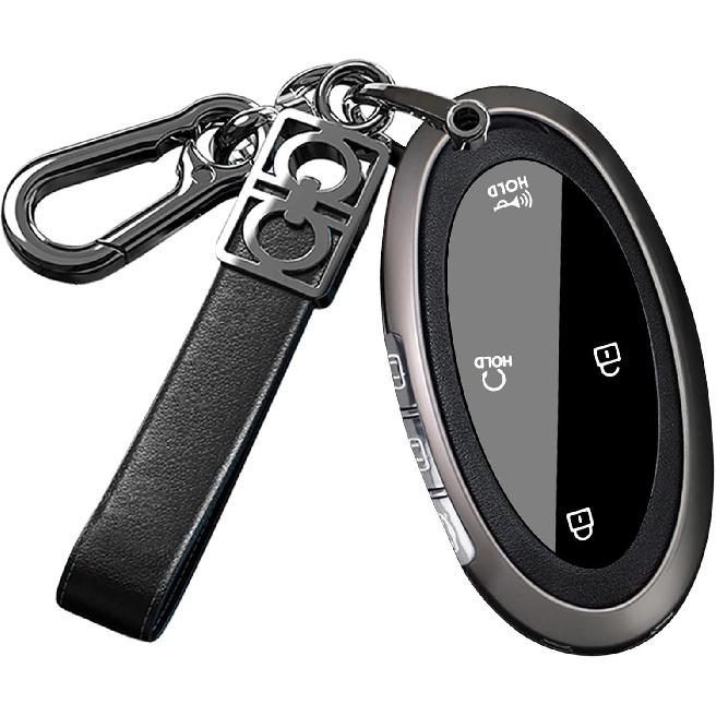 

ontto Key Fob Cover Fit for Hyundai Tucson 2026 2025 2024 Metal Frame Key Shell Leather Car Key Case for Ioniq Grandeur GN7 Kona Elantra Azera Sonata чёрный