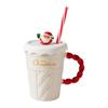 Christmas Ceramic Mug Creative Breakfast Water Cup Beverage Drinking Red