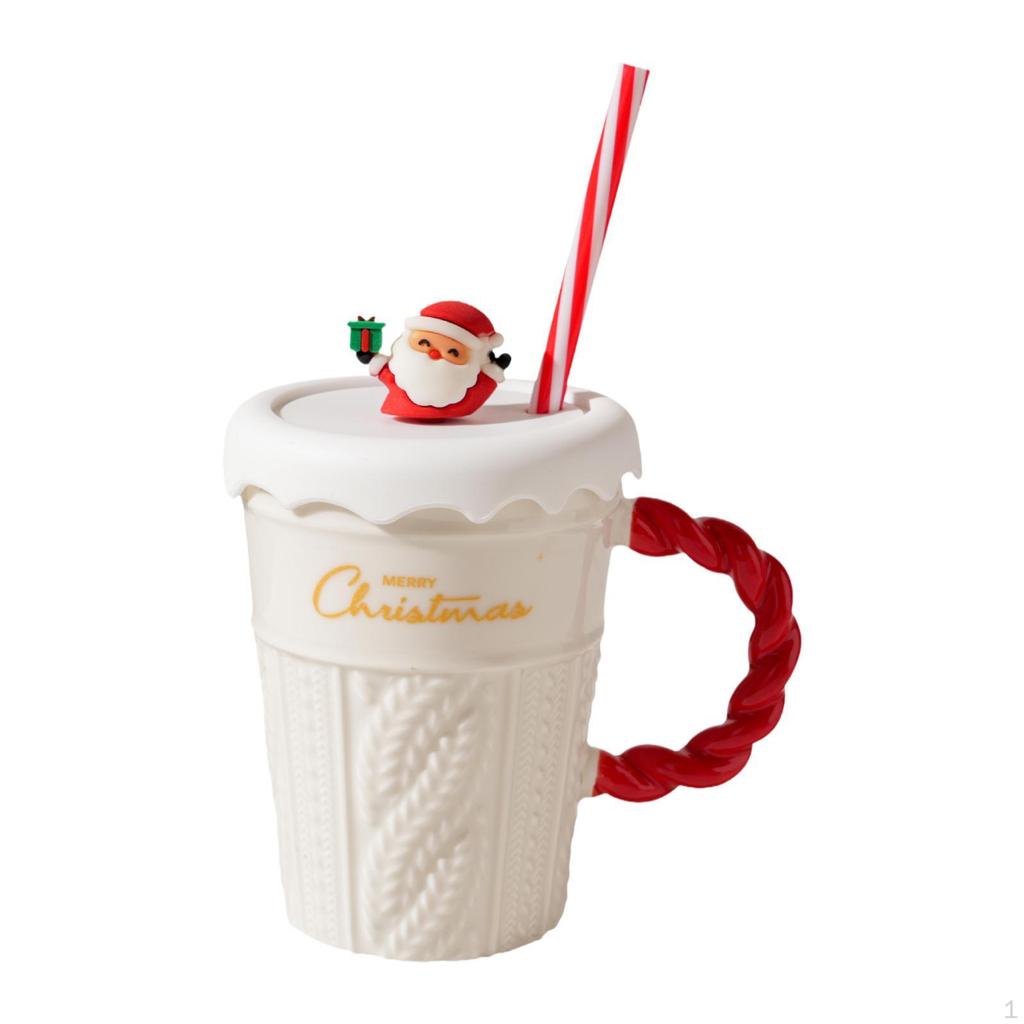 Christmas Ceramic Mug Creative Breakfast Water Cup Beverage Drinking Red