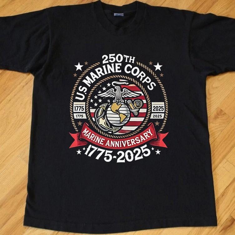 

Military Pride T-Shirt, 250th Marine Corps Anniversary, Veteran Unisex Tshirt S