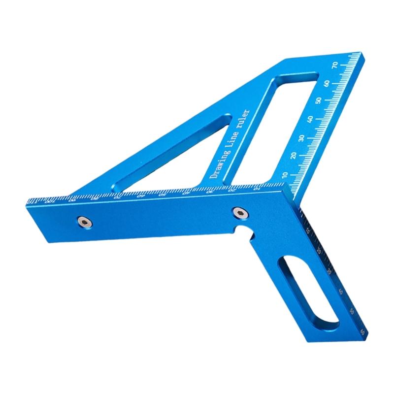 652F Double Scale Aluminum Triangles Ruler Square Angles Finders 45 90 Degree for Carpentry Woodworking Accurate Measurements