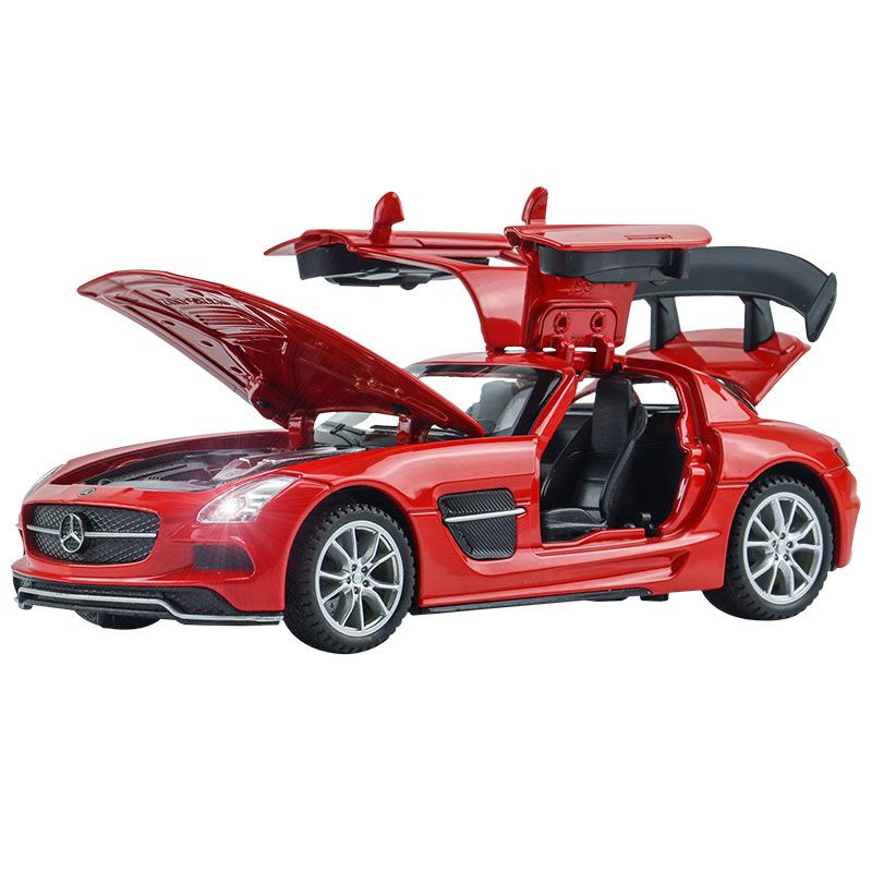 Mercedes Benz SLS AMG Supercar Simulation Druckguss & Spielzeugfahrzeuge Sounds & Licht Pull Back Car 1:32 Legierungskollektionsmodell