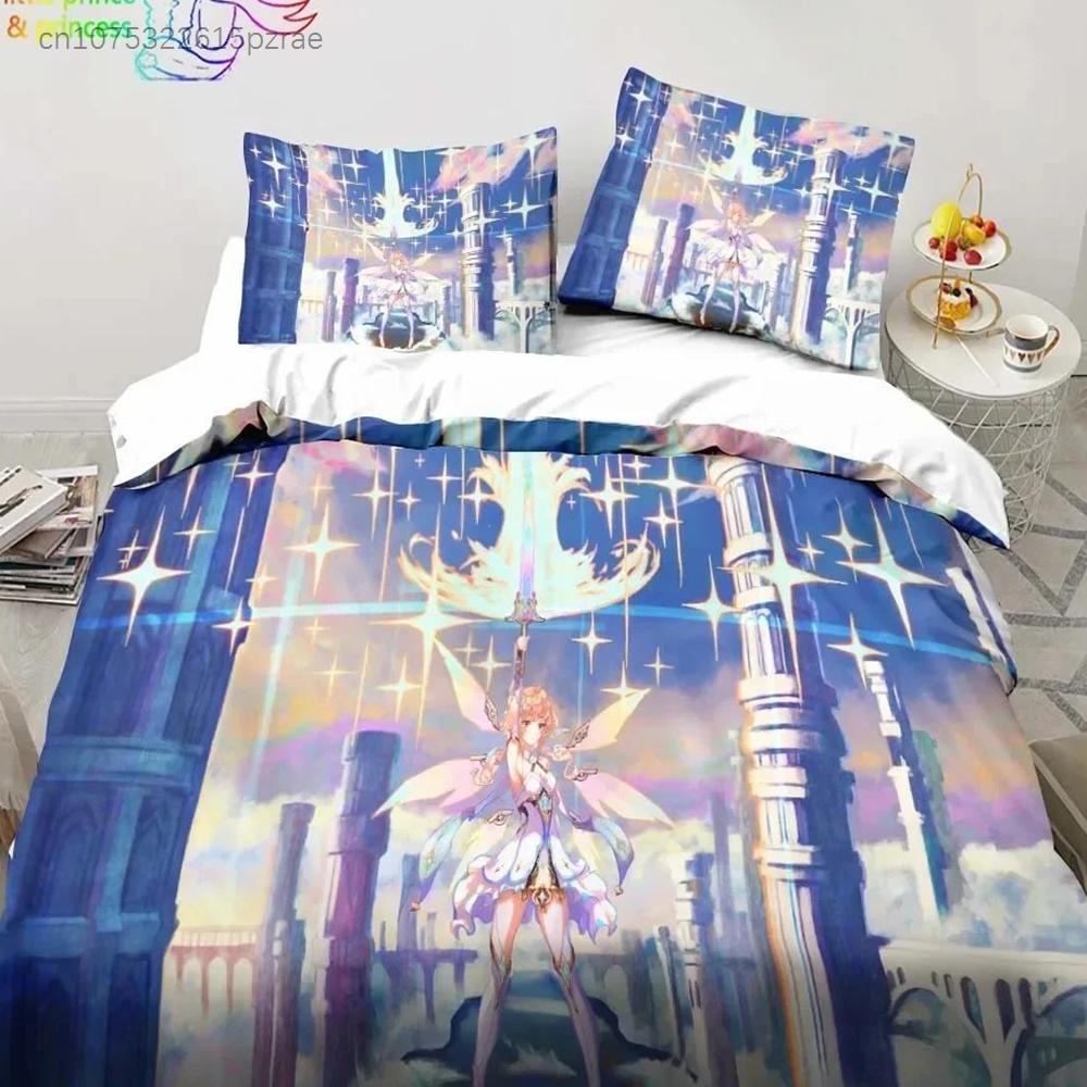 Genshin Impact Anime Povlečení 3D Potisk Vhodné do Ložnice Sada Povlaků na Peřinu s Povlaky na Polštáře Dětský Domácí Textil