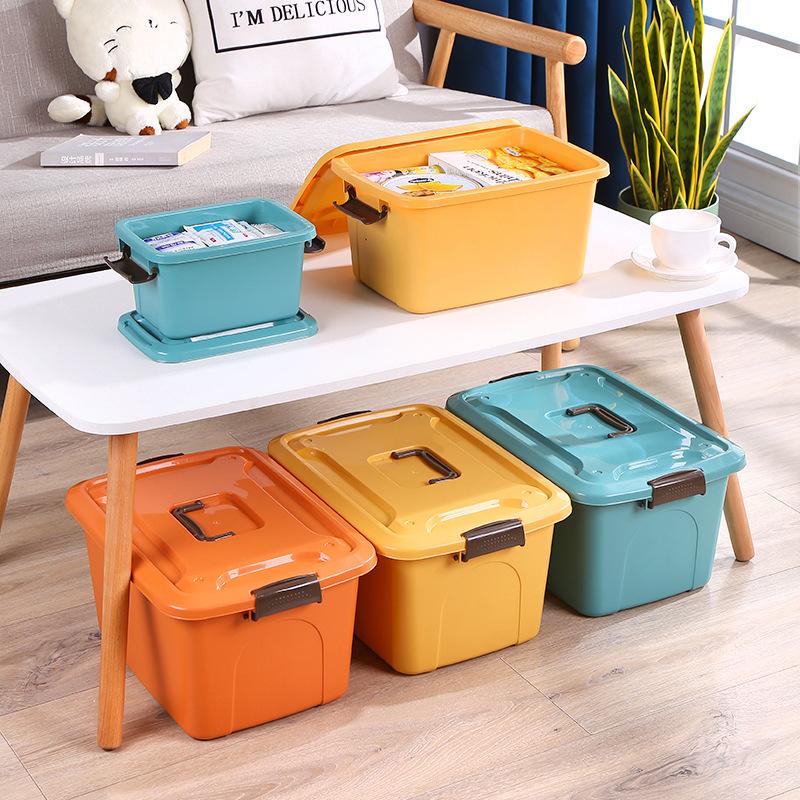 Plastic Sundries Storage Box with Handle Large Capacity Desk Organizer for Cosmetics Jewelry Toys Snack Clothes Storage Basket