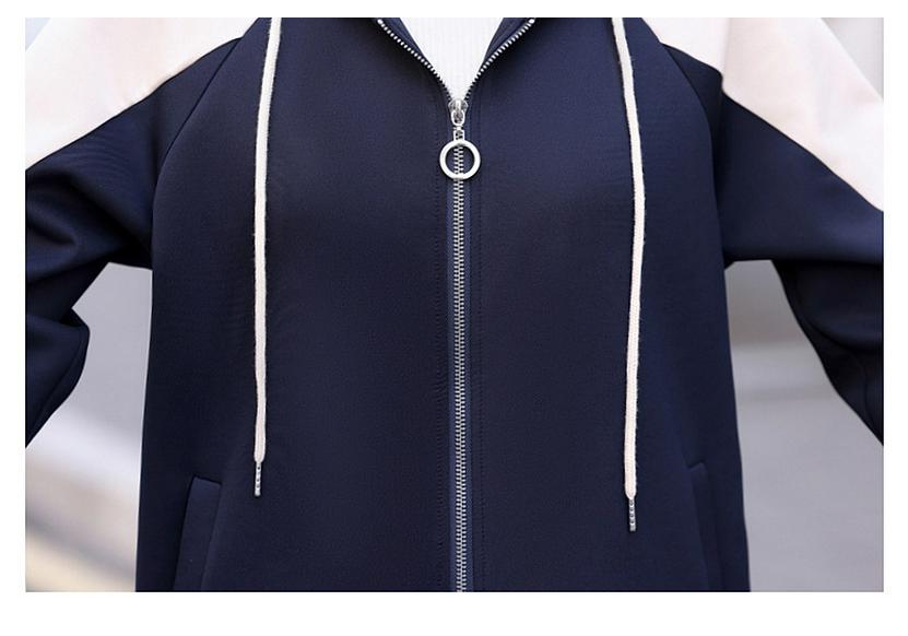 Spring Women's Casual Two-Piece: Loose Zipper Jacket & Elastic Waist Long Pants - For Middle-Aged and Elderly Women.