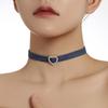 Modische Choker-Halskette aus Denim-Stoff für Damen, verstellbare Schlüsselbeinkette, Strass-Anhänger, Halsketten-Accessoire