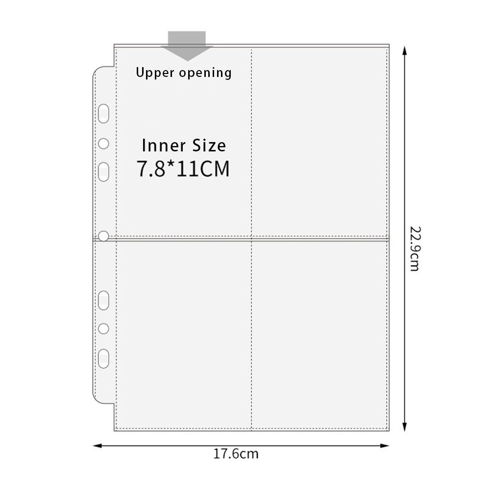 A5 3/7 Ring Photocards Binder Sleeve 1/2/4/6 Pockets Clear Acid Free 6x4 Photo Album Refill Pages Trading Card Postcard Sleeve