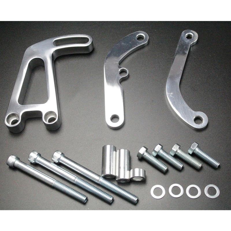 Polished Aluminum SB Power Steering Bracket For Chevy SBC Long Water Pump LWP 350 Small Block Power Steering Mount
