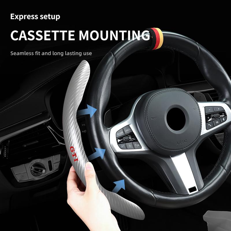 RSQ1 Valve Stems Caps For Volkswagen VW Carbon Fiber Steering Wheel Trim Non Slip Durable Split Wheel Protector Passat B5 B5.5 2000-