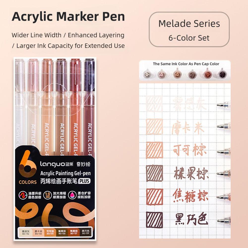 6Colors/Set DIY Album Card Acrylic Painting Brush 1.0mm Tip Color Graffiti Pen Marker Pen