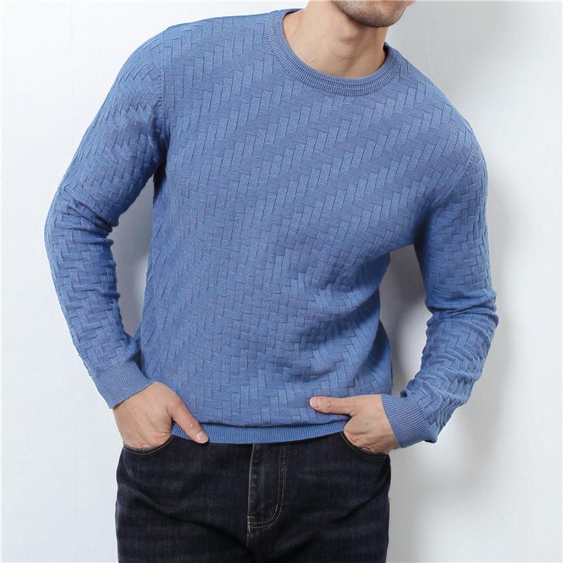 Autumn and Winter Fashion Jacquard Crew Neck Sweater Men's Pullover Slim Knit Sweater Men's Sweater