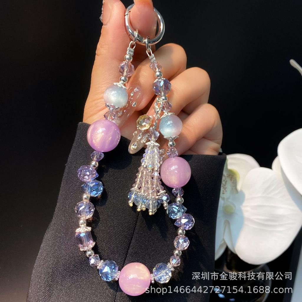 New Chinese Style Phone Chain National Style Tassel Bead Hanging Chain Handmade Beaded Phone Strap Crystal Wrist Chain for Women Wholesale