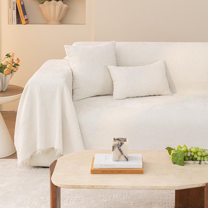 Qianyi Einfarbiges Chenille Sofaüberwurf Tuch Leichter Luxus High-End Sofa Handtuch Anti-Katzenkratzer Kissen All-inclusive Überzug